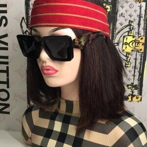 New Authentic Prada SPR23Y Symbole Square Sunglasses – Black & Pink